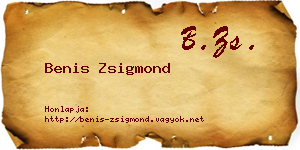 Benis Zsigmond névjegykártya